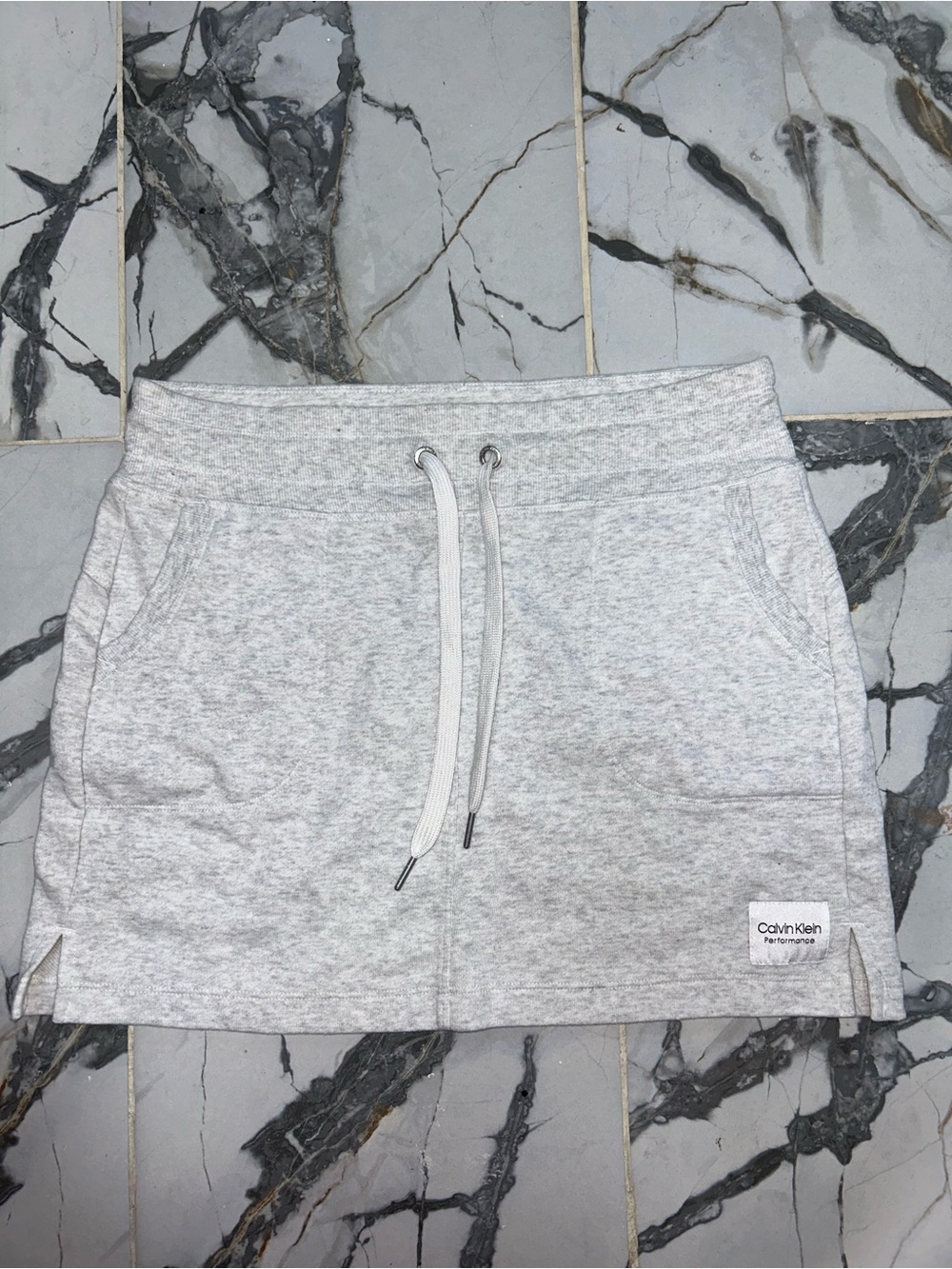 Calvin Klein Heather Gray Drawstring Skirt
